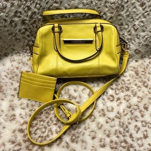 Tignanello yellow leather handbag